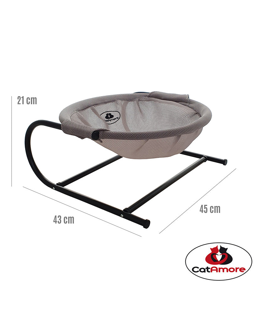 CatAmore Katzenbett Katzenwippe Liegeschale für Katzen Katzenkorb Tierbett Katze Hunde Hundebett waschbar Stoff Metall