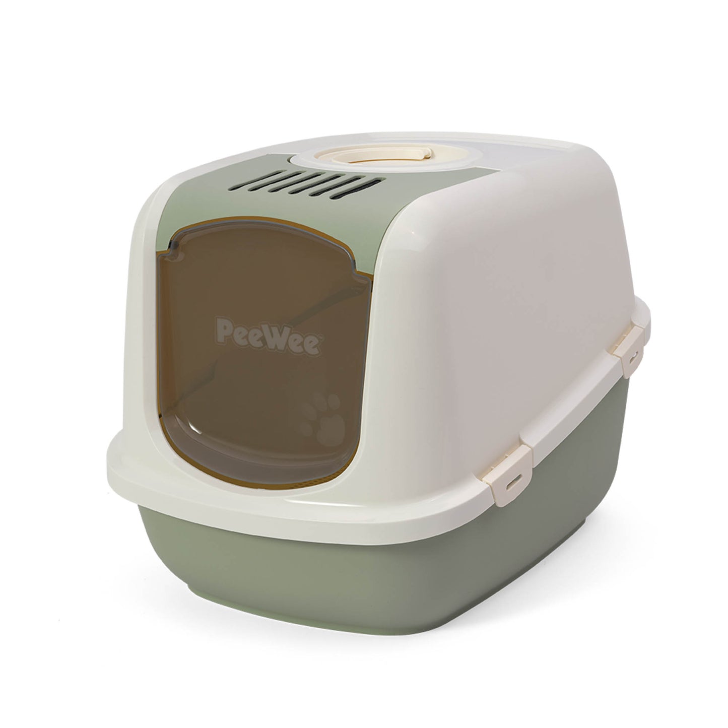PeeWee EcoDome XXL Katzenklo Salbeigrün – Starterpaket mit Haube & 3 kg Holzpellets