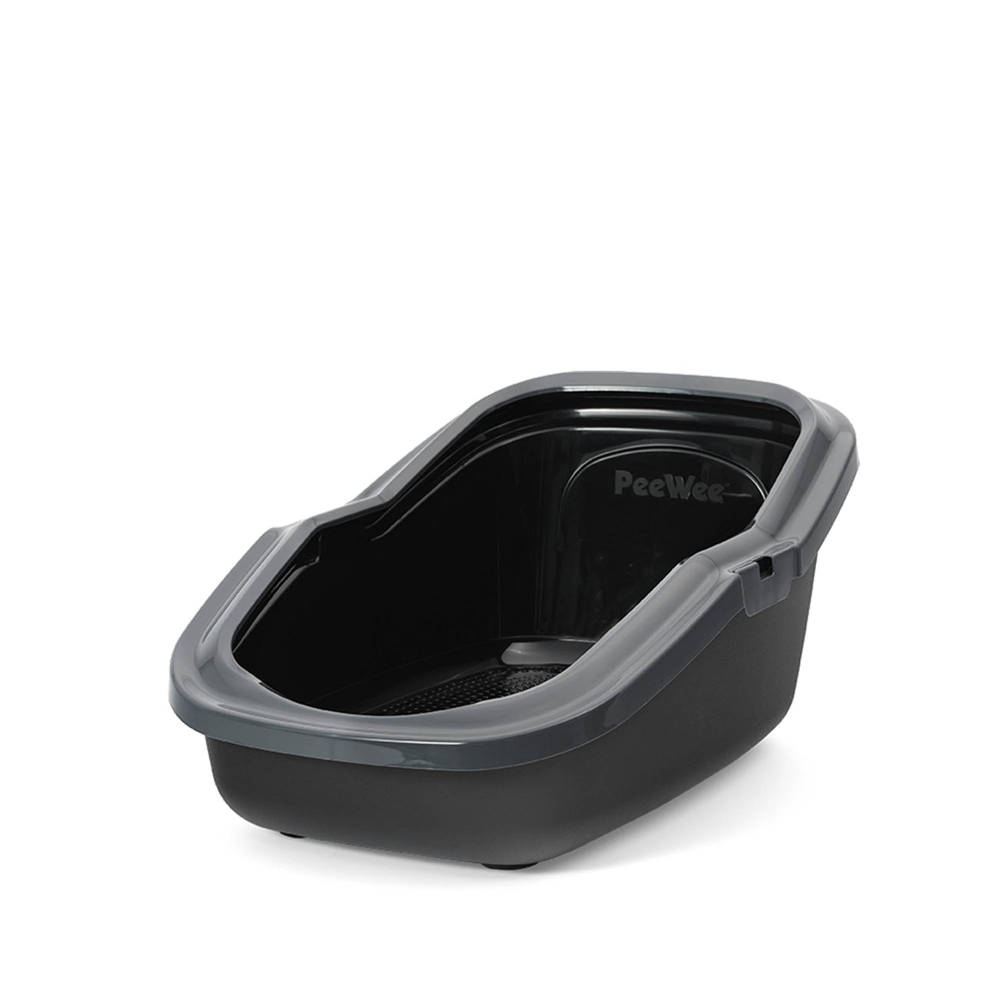 PeeWee EcoMinor Offenes Katzenklo Anthrazit-schwarz – Starterpaket inkl. 3 kg Holzpellets