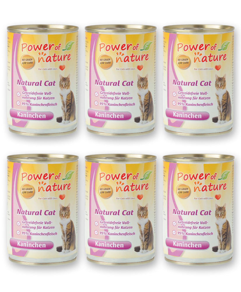 6 x 400g Power of Nature Natural Cat Kaninchen Katzenfutter Nassfutter Dosen