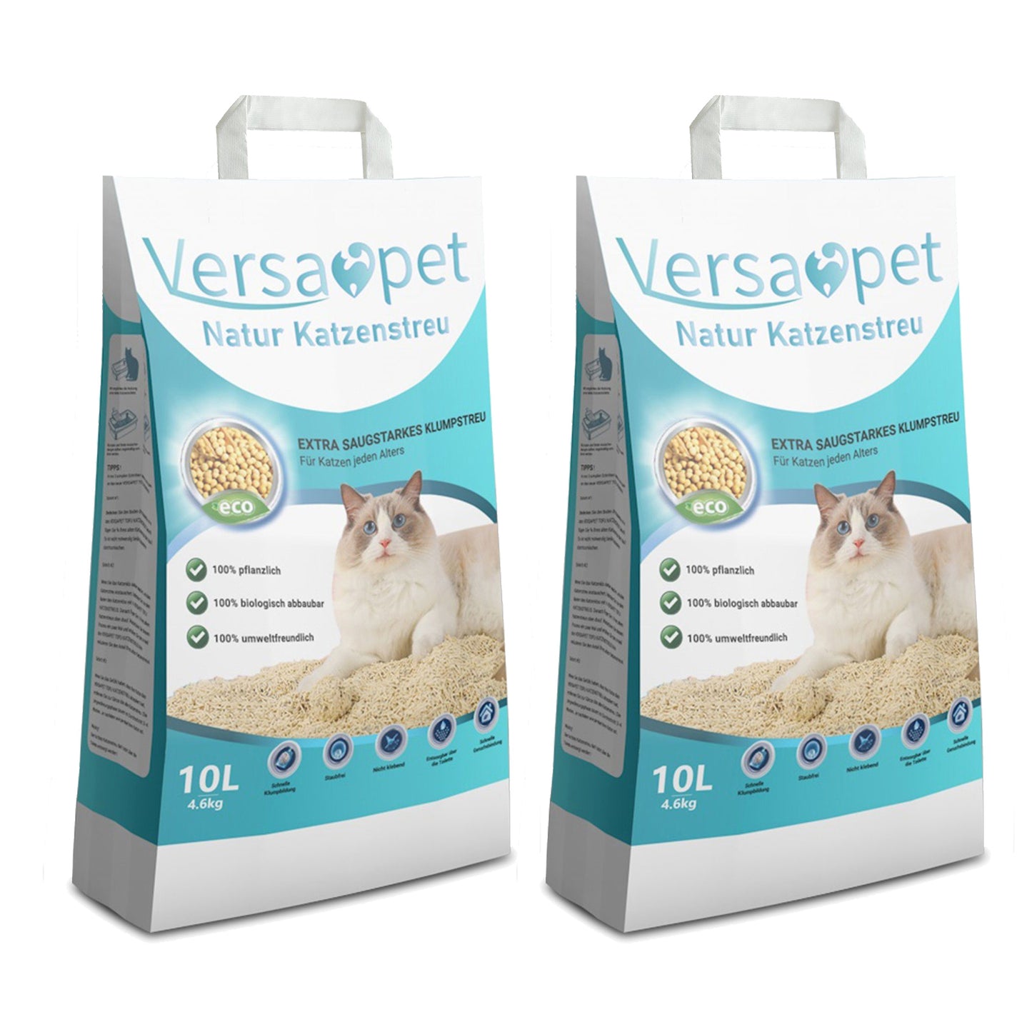 Versapet TOFU Katzenstreu klumpend Klumpstreu 2 x 4,6 kg