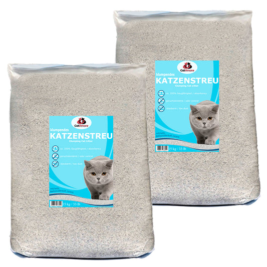 CatAmore Katzenstreu Klumpstreu mit Babypuderduft staubarm 2 x 15 kg