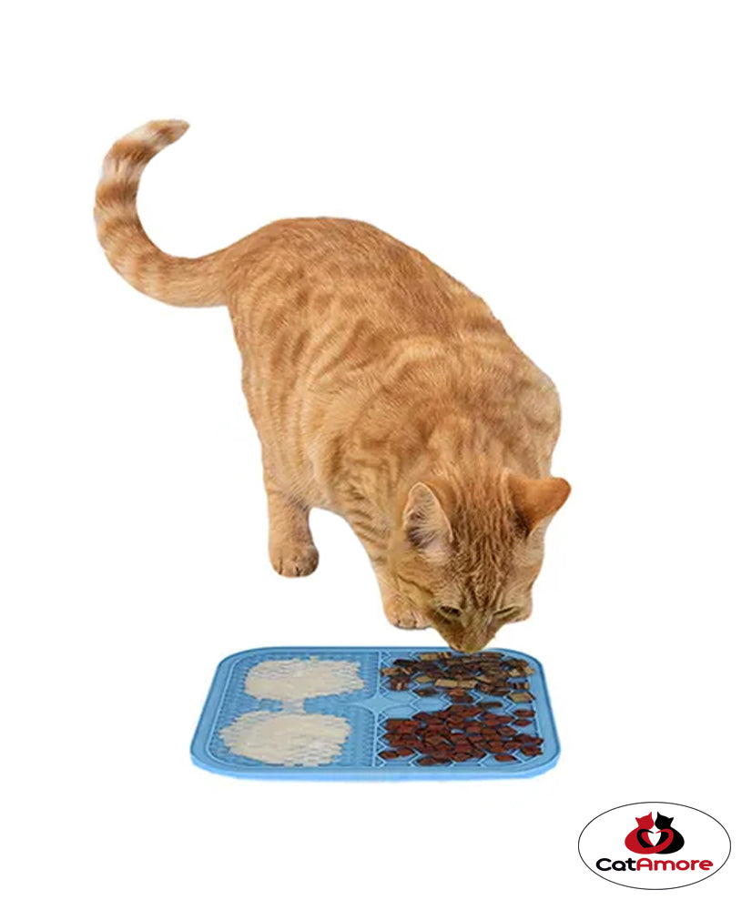 CatAmore Leckmatte Slow Feeder aus Silikon für Katzen und Hunde 15 cm x 15 cm