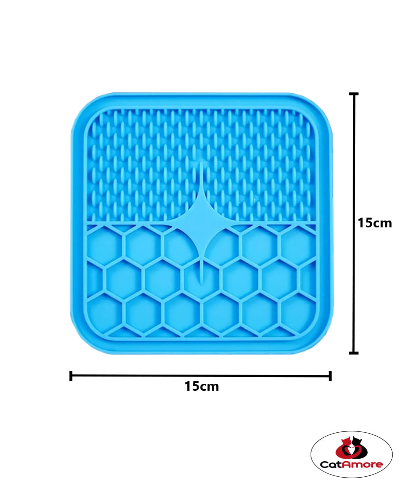 CatAmore Leckmatte Slow Feeder aus Silikon für Katzen und Hunde 15 cm x 15 cm