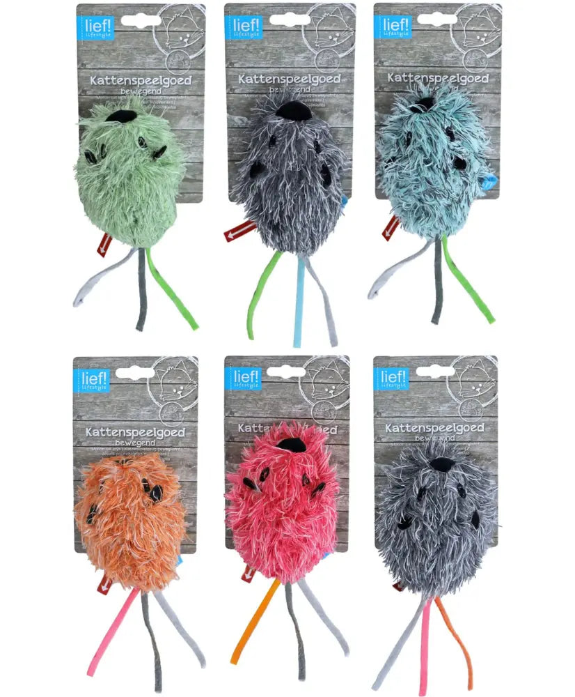 Lief Katzenspielzeug Bibbermaus 18 cm, zufällige Farbe– Vibrierende Plüschmaus für Katzen