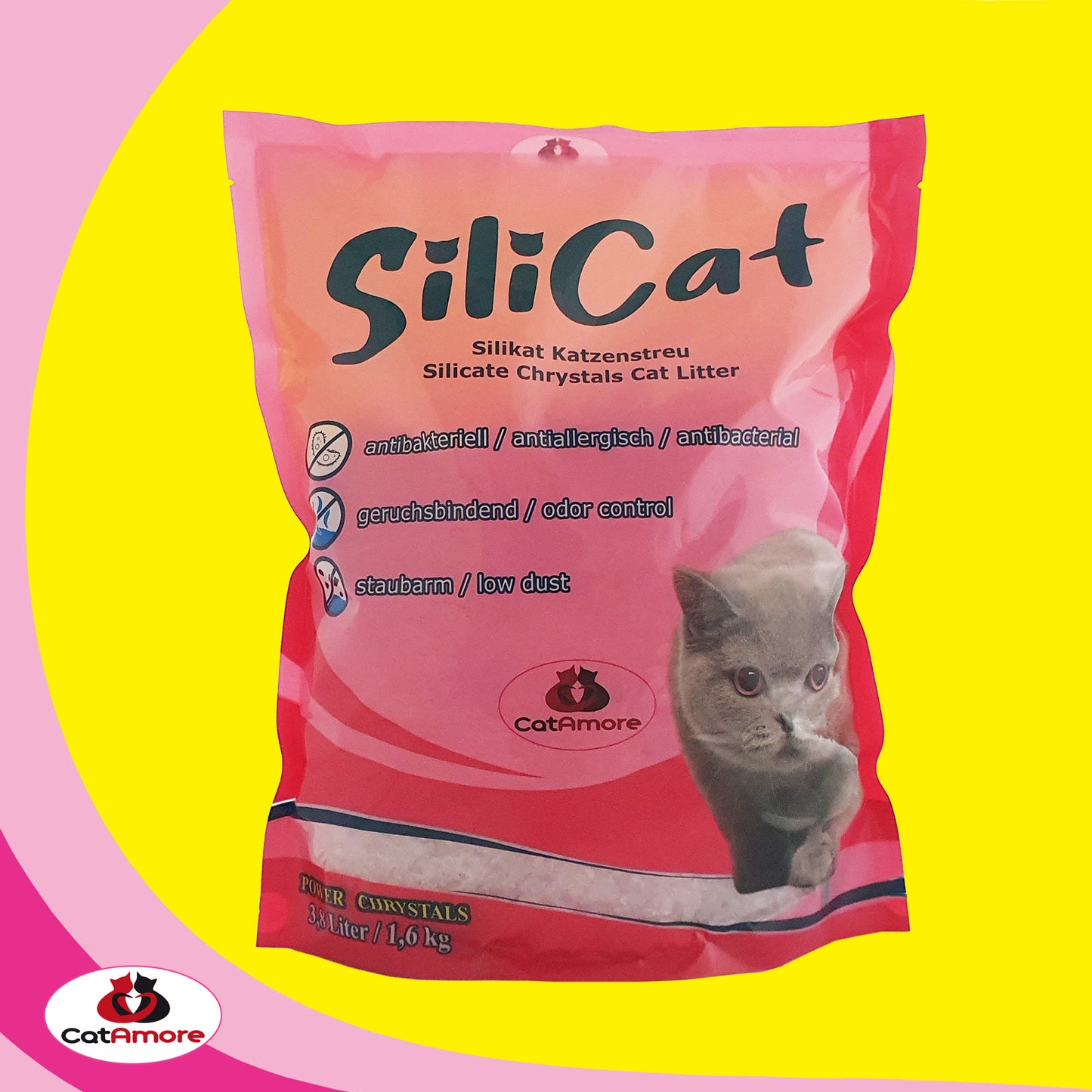 CatAmore Silicat 8 x 3,8 l = 30 Liter Silikat Katzenstreu