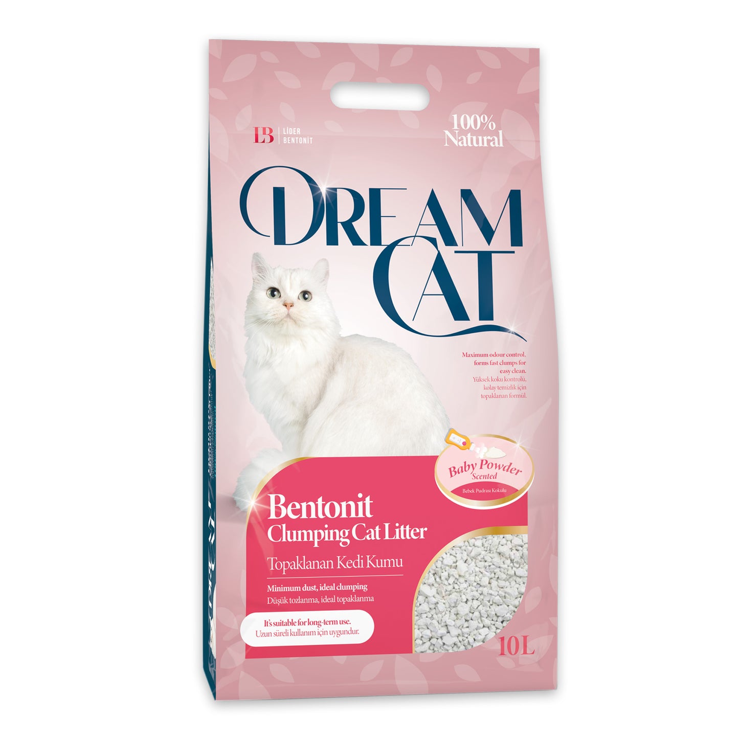 DreamCat Katzenstreu Klumpstreu mit Babypuderduft staubarm 3 x 8,5kg (30Liter)