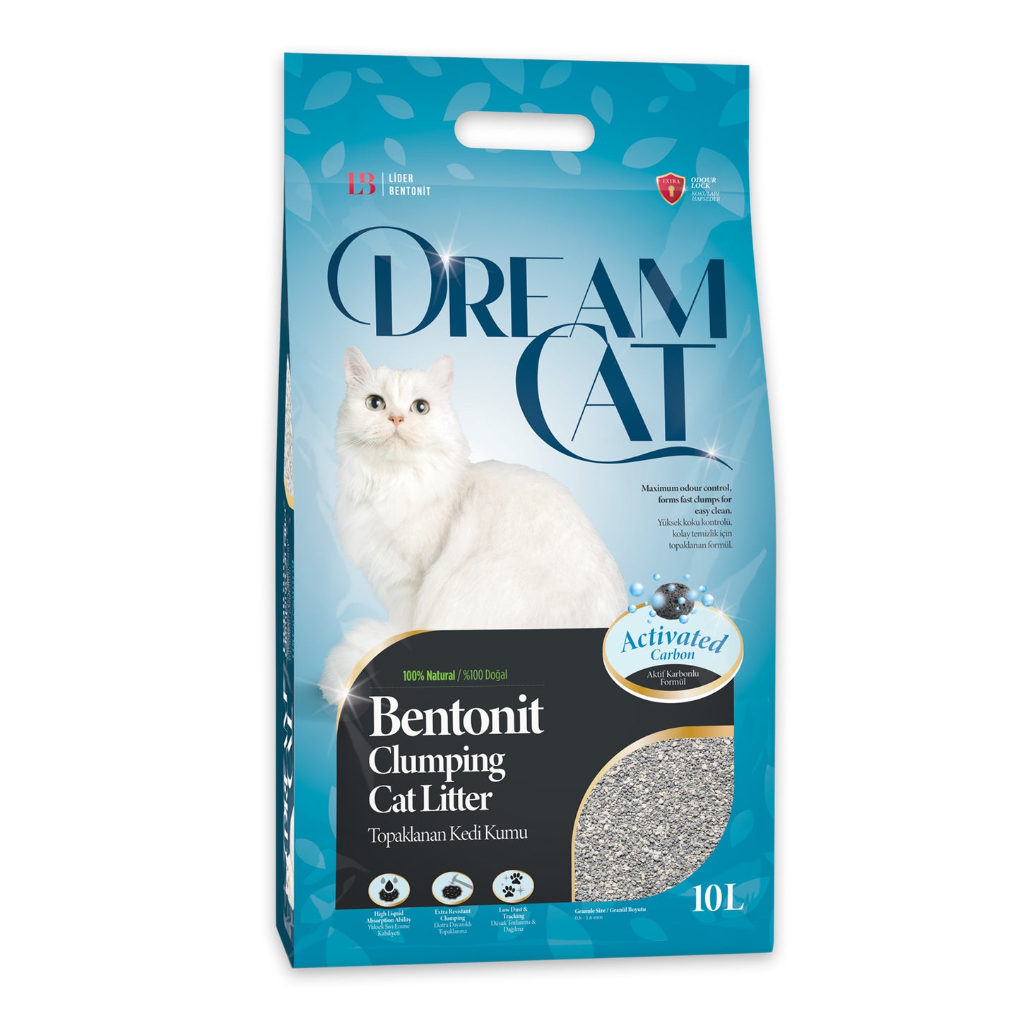 DreamCat Katzenstreu Klumpstreu mit Aktivkohle Kohlenstoff Carbon staubarm 3 x 8,5kg (30Liter)