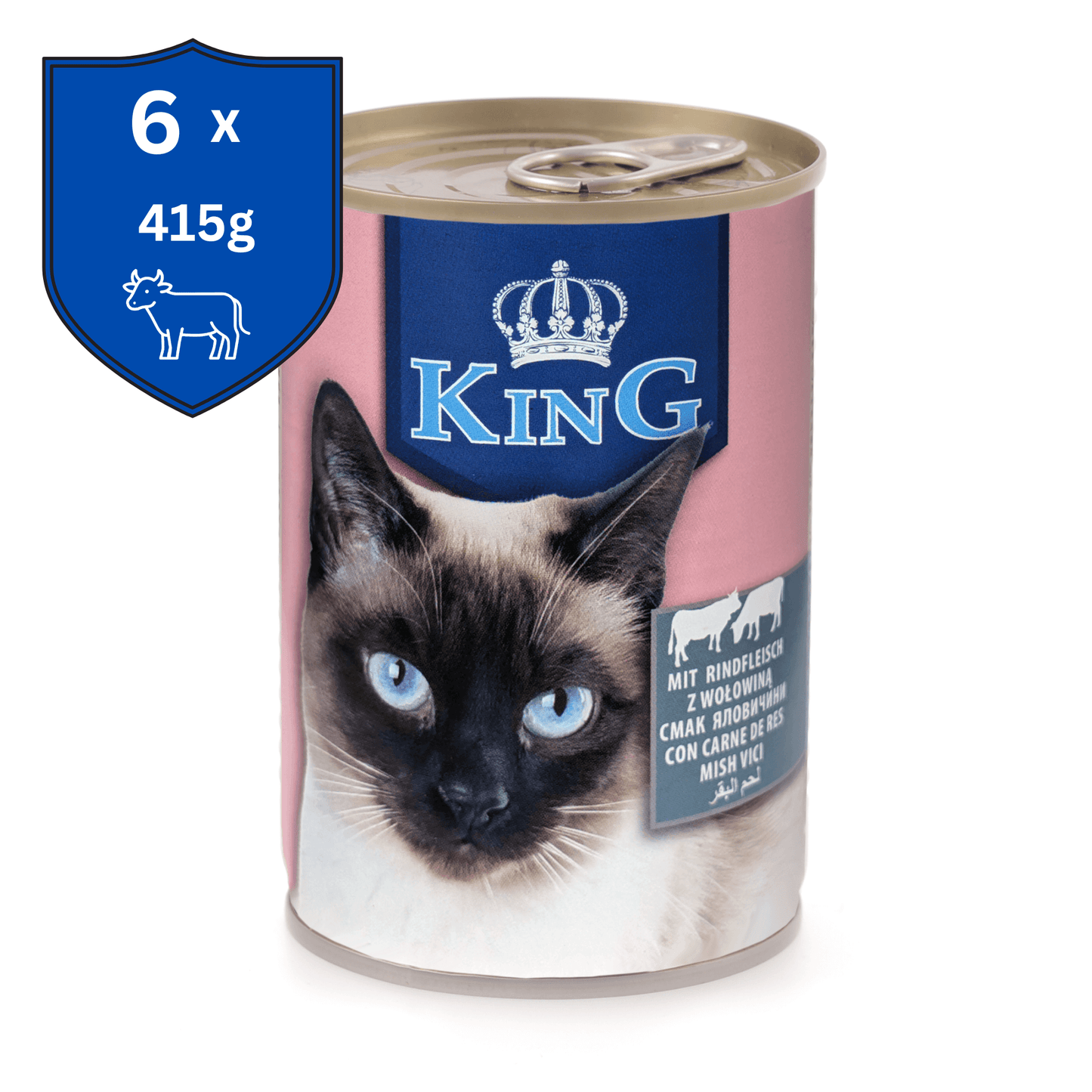 6 x 415g King Pet Food Rind Katzen Nassfutter