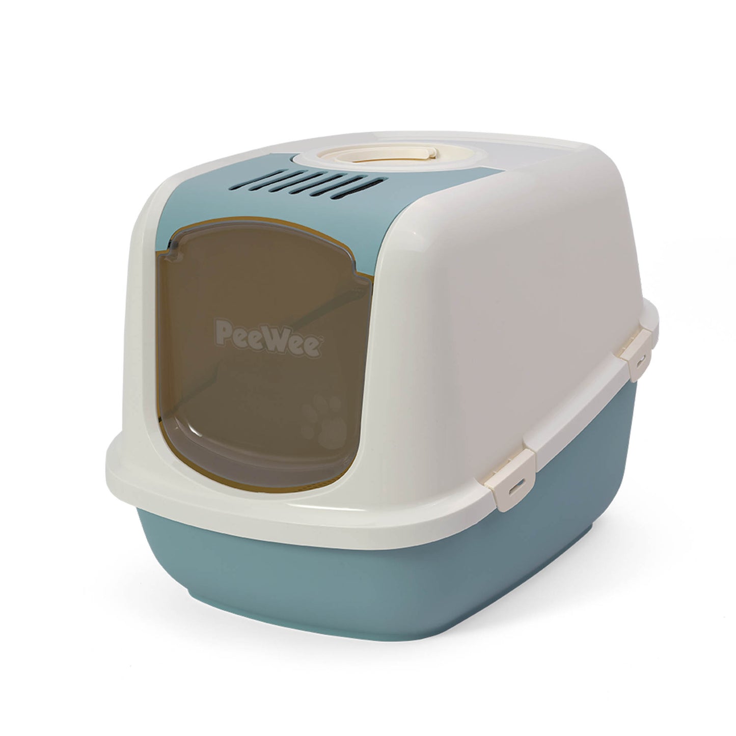 PeeWee EcoDome XXL Katzenklo Taubenblau – Starterpaket mit Haube & 3 kg Holzpellets