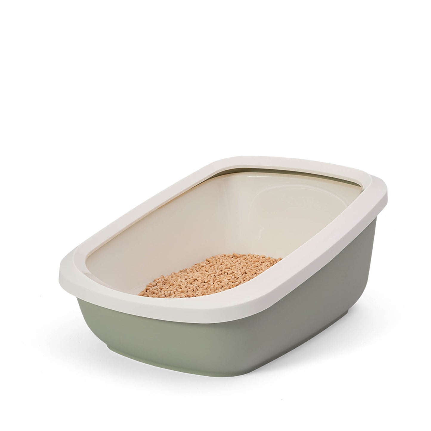 PeeWee EcoGranda XXL Offenes Katzenklo Salbeigrün – Starterpaket inkl. 3 kg Holzpellets