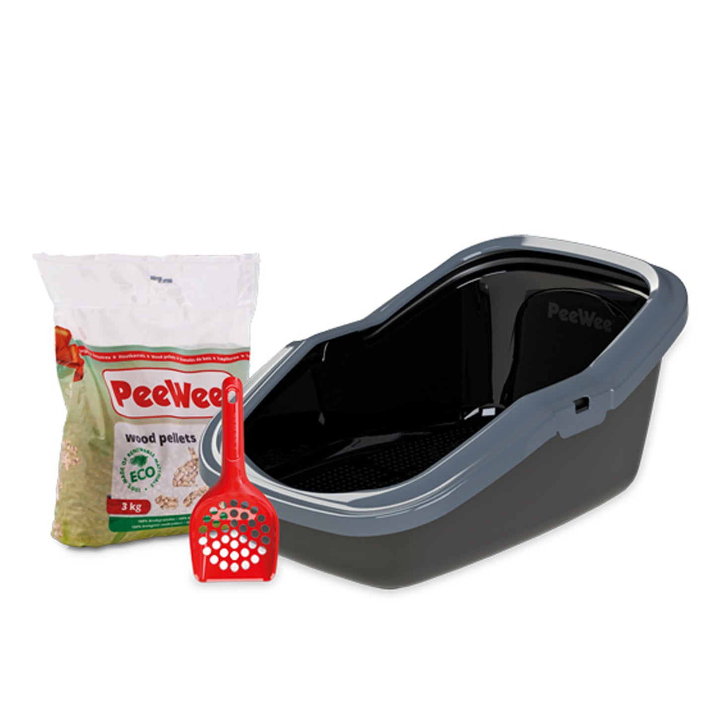 PeeWee EcoMinor Katzenklo offen + 3kg Streu Holzpellets