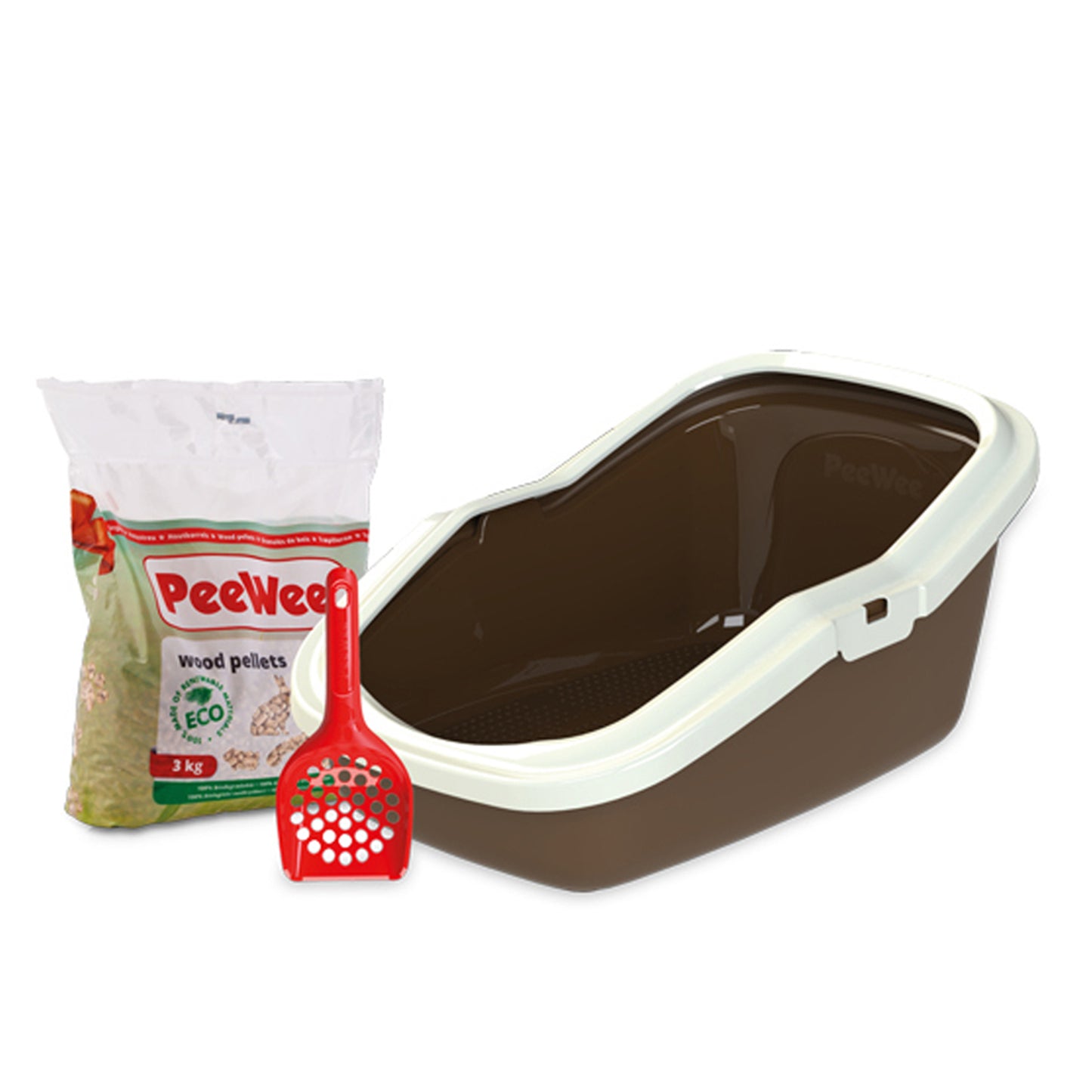 PeeWee EcoMinor Katzenklo offen + 3kg Streu Holzpellets