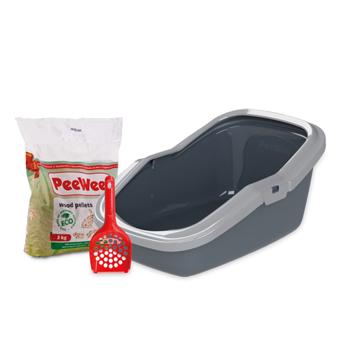 PeeWee EcoMinor Katzenklo offen + 3kg Streu Holzpellets