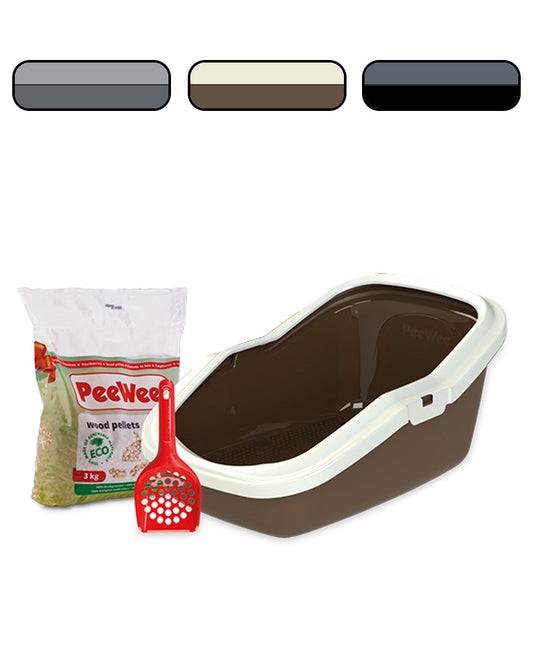 PeeWee EcoMinor Katzenklo offen + 3kg Streu Holzpellets