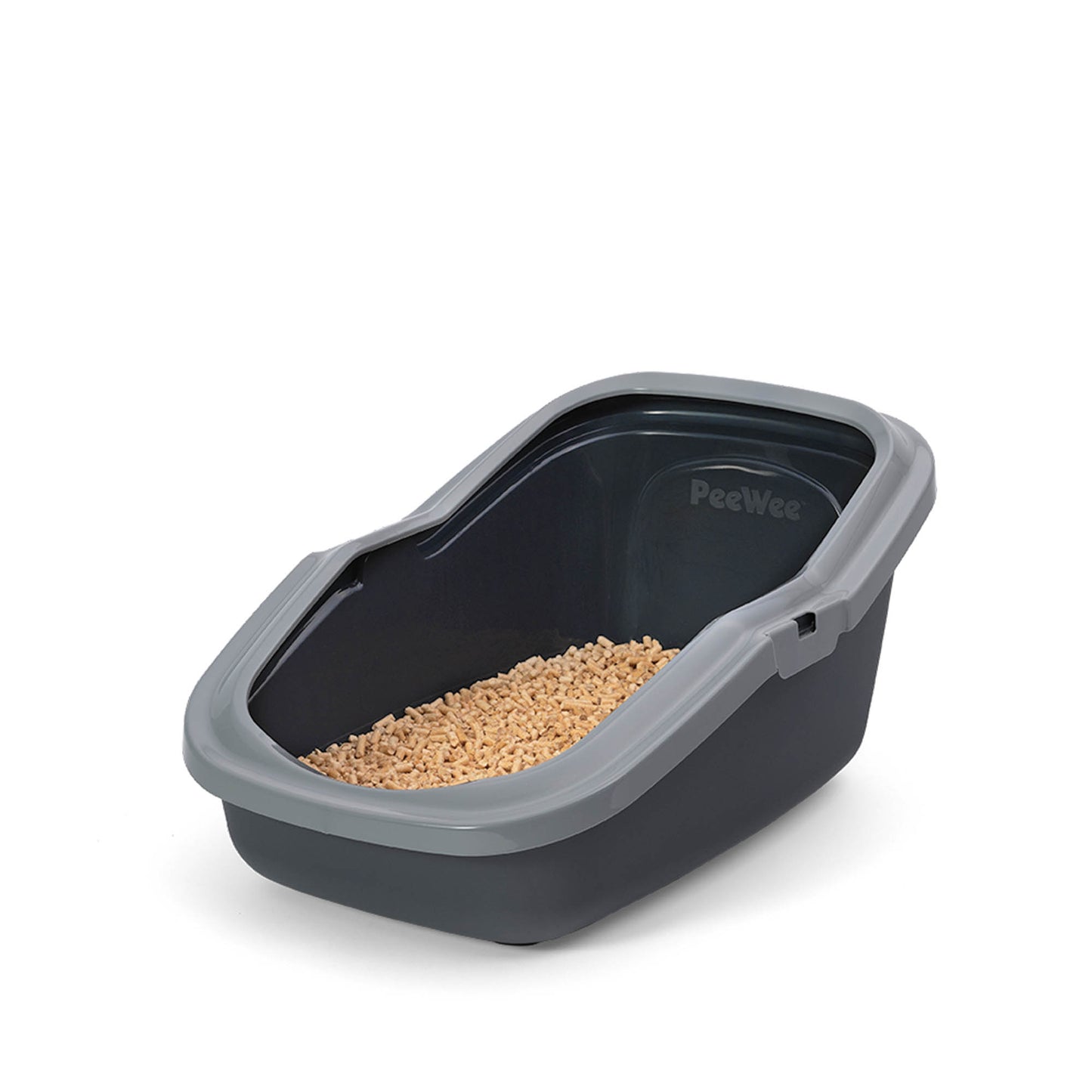 PeeWee EcoMinor Offenes Katzenklo Grau – Starterpaket inkl. 3 kg Holzpellets