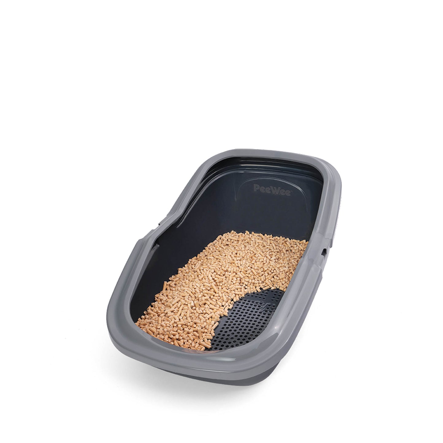 PeeWee EcoMinor Offenes Katzenklo Grau – Starterpaket inkl. 3 kg Holzpellets