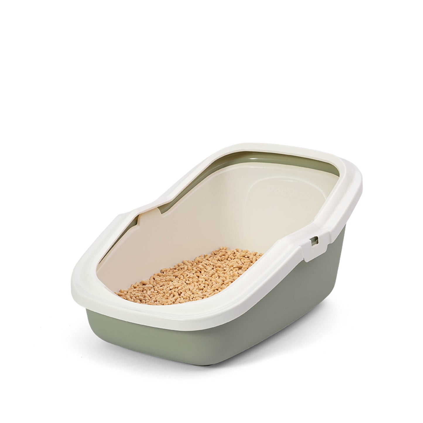 PeeWee EcoMinor Offenes Katzenklo Salbeigrün – Starterpaket inkl. 3 kg Holzpellets