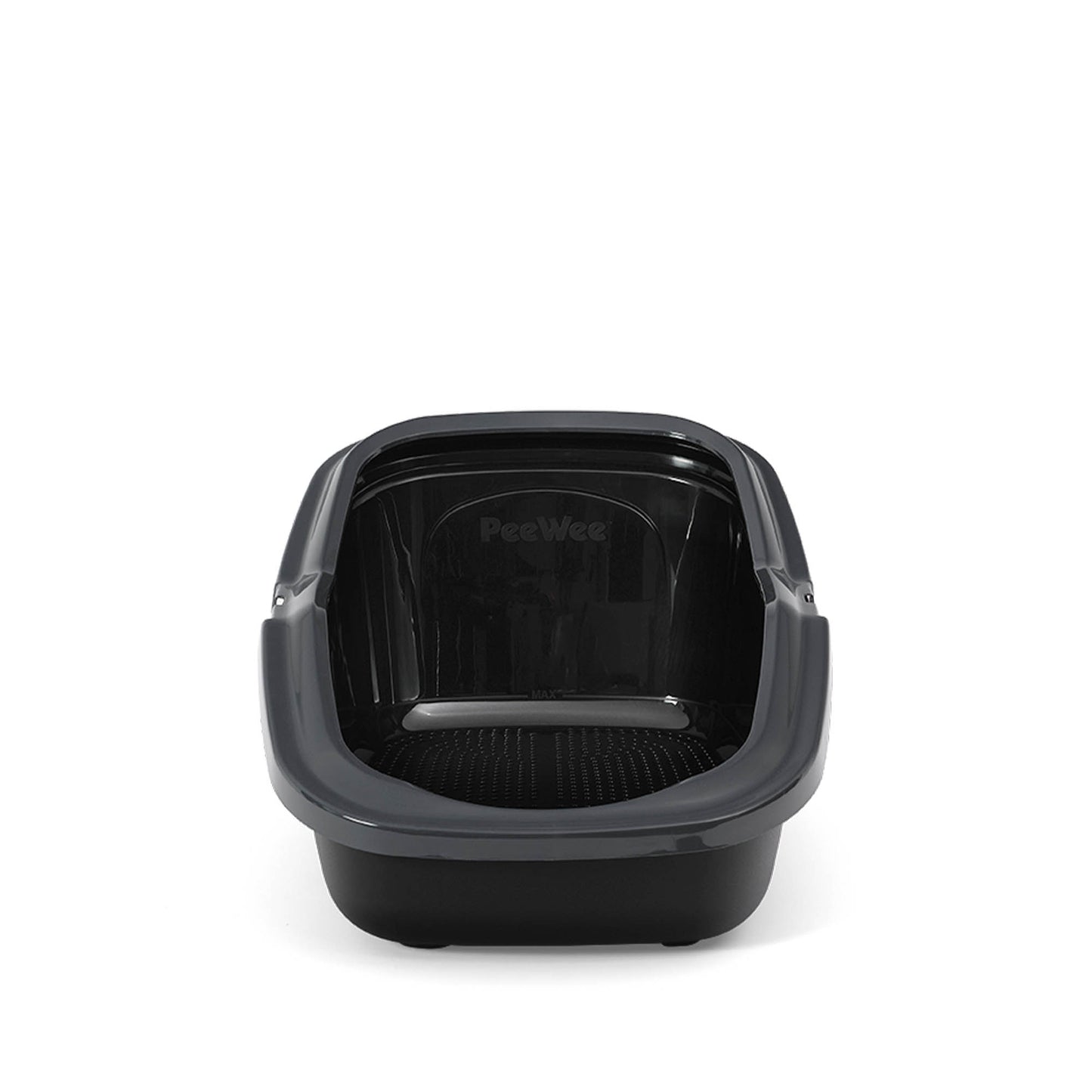 PeeWee EcoMinor Offenes Katzenklo Anthrazit-schwarz – Starterpaket inkl. 3 kg Holzpellets