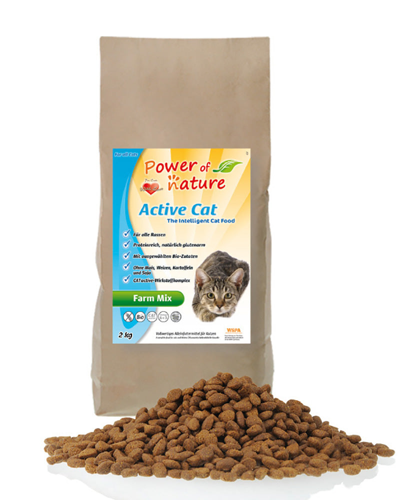 2 kg Power of Nature Active Cat Farm Mix Katzenfutter Trockenfutter Huhn Lamm Lachs glutenfrei