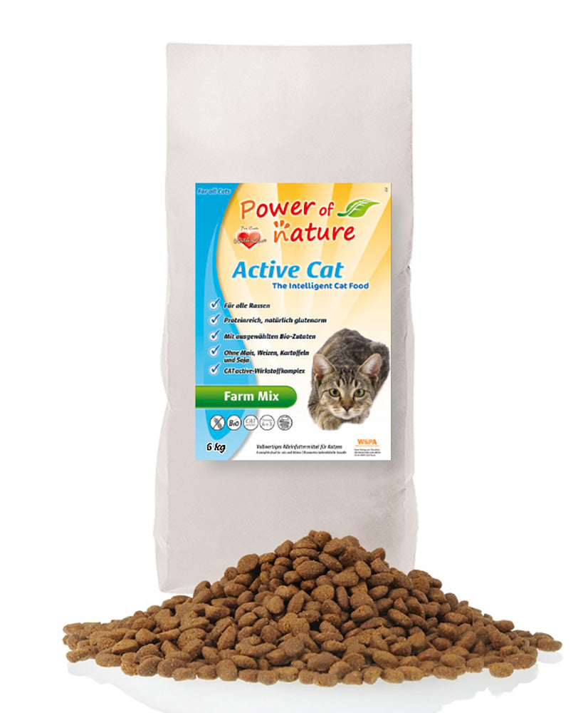 6 kg Power of Nature Active Cat Farm Mix Katzenfutter Trockenfutter Huhn Lamm Lachs glutenfrei