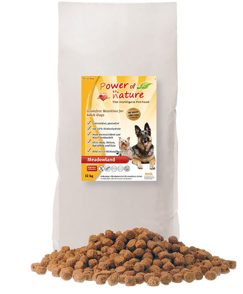 12 kg Power of Nature Meadowland DOG Hundefutter Trockenfutter Huhn glutenfrei Nuggets