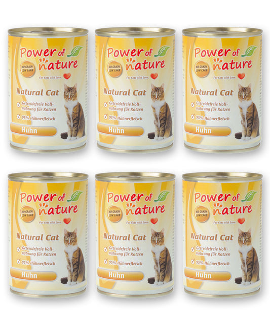 6 x 400g Power of Nature Natural Cat Huhn Katzenfutter Nassfutter