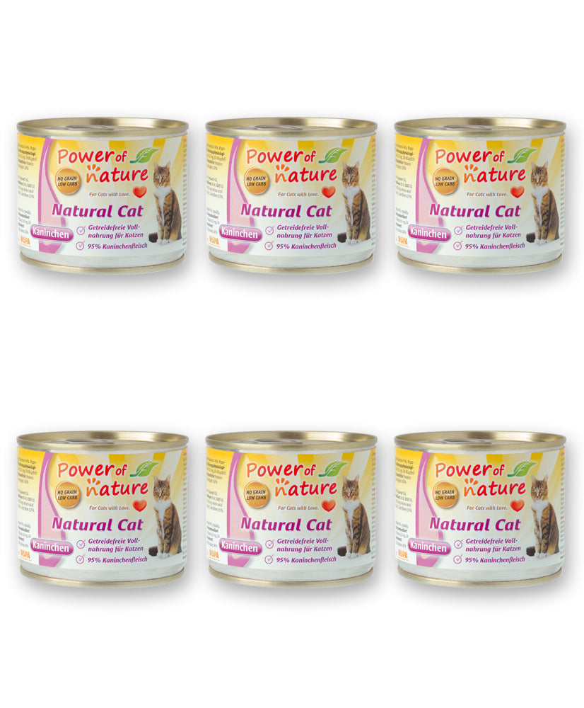 6 x 200g Power of Nature Natural Cat Kaninchen Katzenfutter Nassfutter Dosen