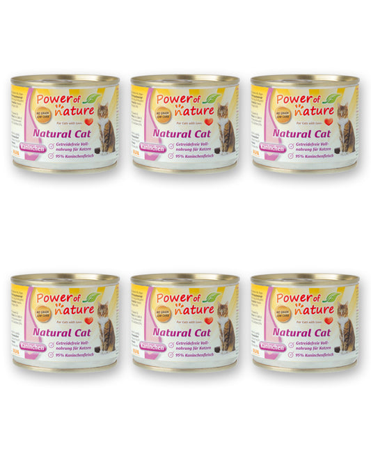 6 x 200g Power of Nature Natural Cat Kaninchen Katzenfutter Nassfutter Dosen