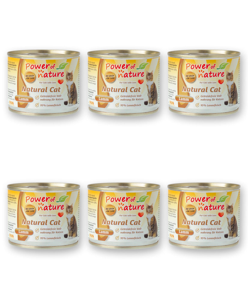 6 x 200g Power of Nature Natural Cat Lamm Katzenfutter Nassfutter Dosen