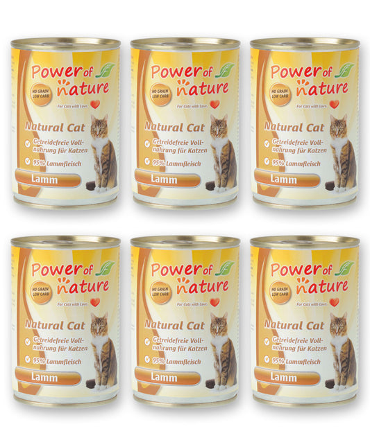 6 x 400g Power of Nature Natural Cat Lamm Katzenfutter Nassfutter Dosen