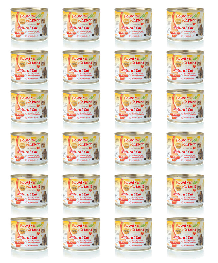 24 x 200g Power of Nature Natural Cat Rind Katzenfutter Nassfutter Dosen