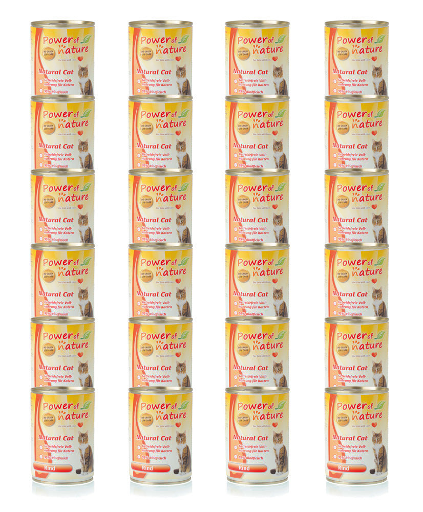 24 x 400g Power of Nature Natural Cat Rind Katzenfutter Nassfutter Dosen