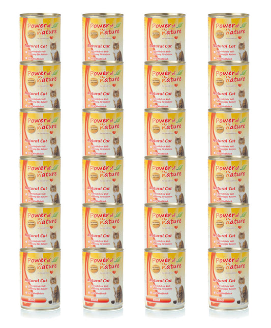 24 x 400g Power of Nature Natural Cat Rind Katzenfutter Nassfutter Dosen