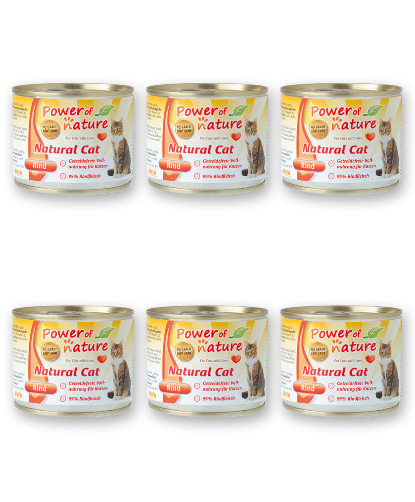 6 x 200g Power of Nature Natural Cat Rind Katzenfutter Nassfutter