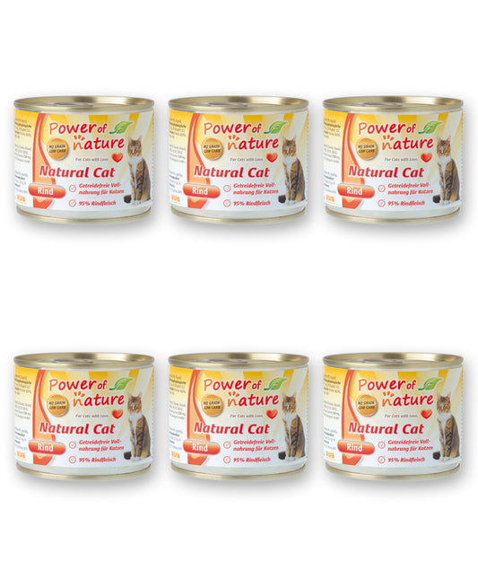 6 x 200g Power of Nature Natural Cat Rind Katzenfutter Nassfutter