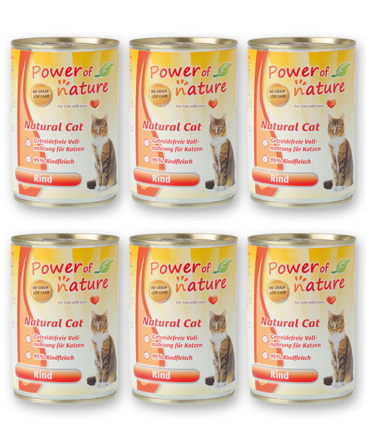 6 x 400g Power of Nature Natural Cat Rind Katzenfutter Nassfutter